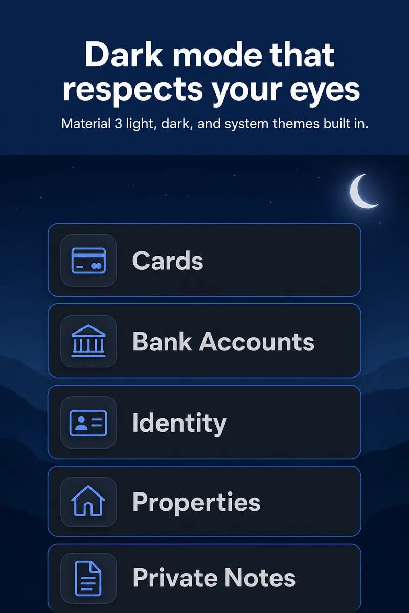 Material 3 dark theme across the app